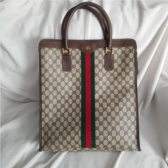 Authentic Vintage Gucci GG Monogram Supreme Sherry Web Ophidia Shopper Tote Bag - Picture 3 of 12
